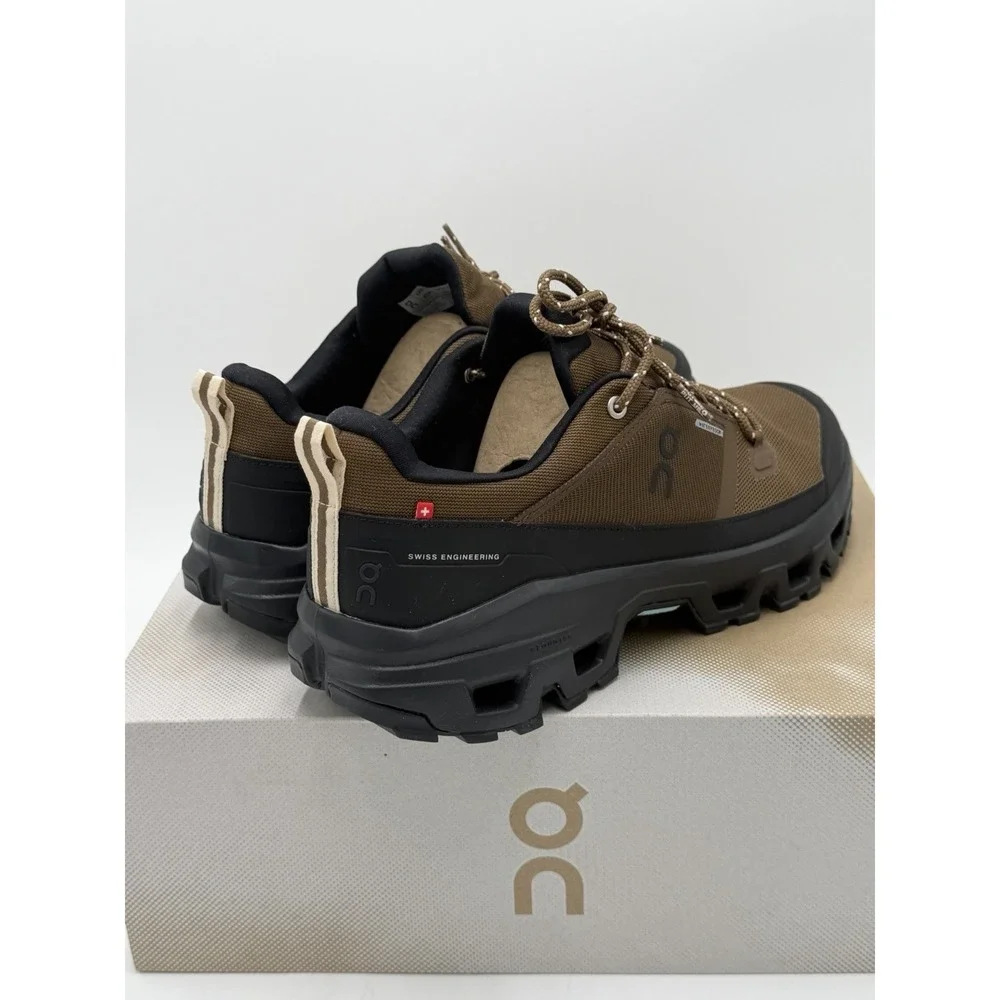 On Running Cloudrock Low WP Earth Black Mens Size 12 Waterproof Outdoors Shoes